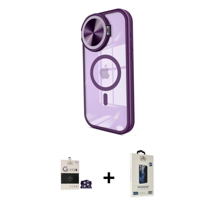 MARSİLYAN™- iPhone 14 Pro Max Kılıf Kıvılcım Modern Koleksiyonu - Siyah Bilvis Hayalet Cam Ekran Koruyucu + Bilvis Titan Kamera Lens - GS