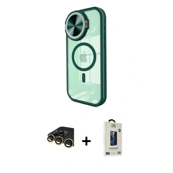 MARSİLYAN™- iPhone 14 Pro Max Kılıf Kıvılcım Modern Koleksiyonu - Siyah Bilvis Hayalet Cam Ekran Koruyucu + Raze Metal Kamera Lens - GD