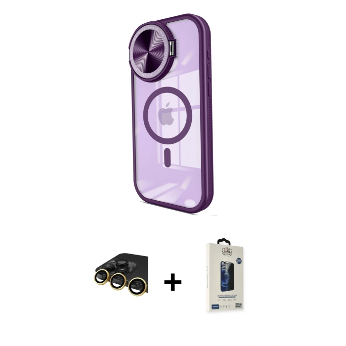 MARSİLYAN™- iPhone 14 Pro Max Kılıf Kıvılcım Modern Koleksiyonu - Siyah Bilvis Hayalet Cam Ekran Koruyucu + Raze Metal Kamera Lens - GD