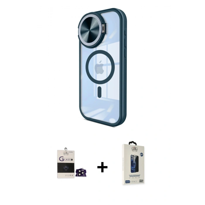 MARSİLYAN™- iPhone 14 Pro Max Kılıf Kıvılcım Modern Koleksiyonu - Siyah Bilvis Hayalet Cam Ekran Koruyucu + Bilvis Titan Kamera Lens - SH