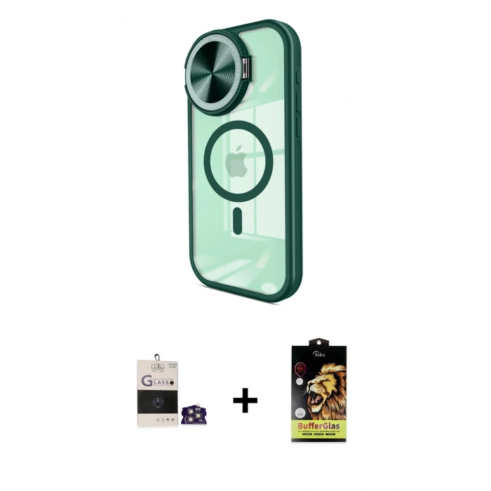 MARSİLYAN™- iPhone 14 Pro Max Kılıf Kıvılcım Modern Koleksiyonu - Siyah Buffer Cam Ekran Koruyucu + Bilvis Titan Kamera Lens - GS