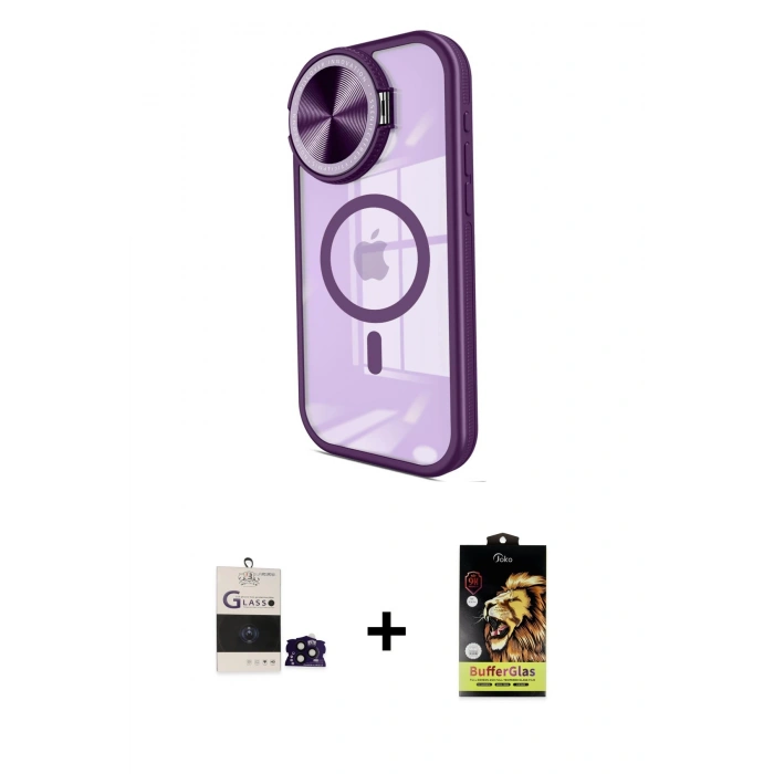 MARSİLYAN™- iPhone 14 Pro Max Kılıf Kıvılcım Modern Koleksiyonu - Siyah Buffer Cam Ekran Koruyucu + Siyah Bilvis Titan Kamera Lens