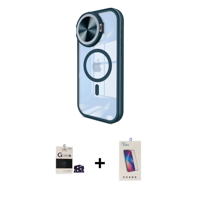 MARSİLYAN™- iPhone 14 Pro Max Kılıf Kıvılcım Modern Koleksiyonu - Siyah Joko 5D Cam + Bilvis Titan Kamera Lens - DNMR