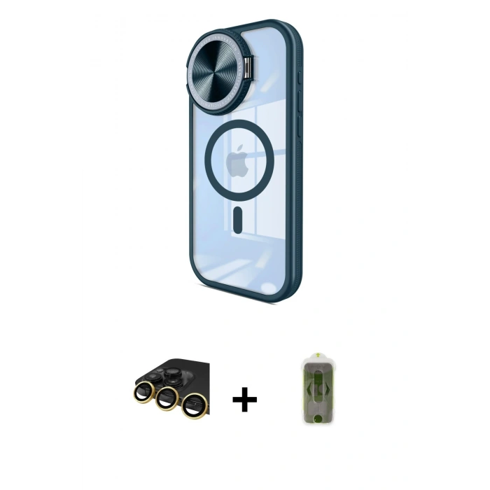 MARSİLYAN™- iPhone 14 Pro Max Kılıf Kıvılcım Modern Koleksiyonu - Siyah Joko Magic 5D Hayalet Cam + Raze Metal Kamera Lens - GD