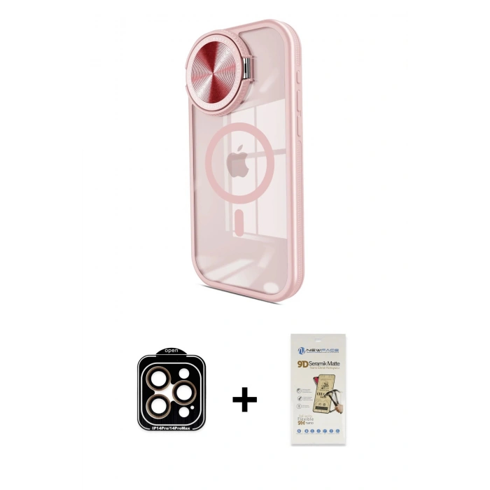 MARSİLYAN™- iPhone 14 Pro Max Kılıf Kıvılcım Modern Koleksiyonu - Siyah Mat Seramik Nano Ekran Koruyucu + PVD Metal Kamera Lens - TU