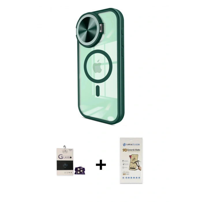 MARSİLYAN™- iPhone 14 Pro Max Kılıf Kıvılcım Modern Koleksiyonu - Siyah Mat Seramik Nano Ekran Koruyucu + Bilvis Titan Kamera Lens - GD