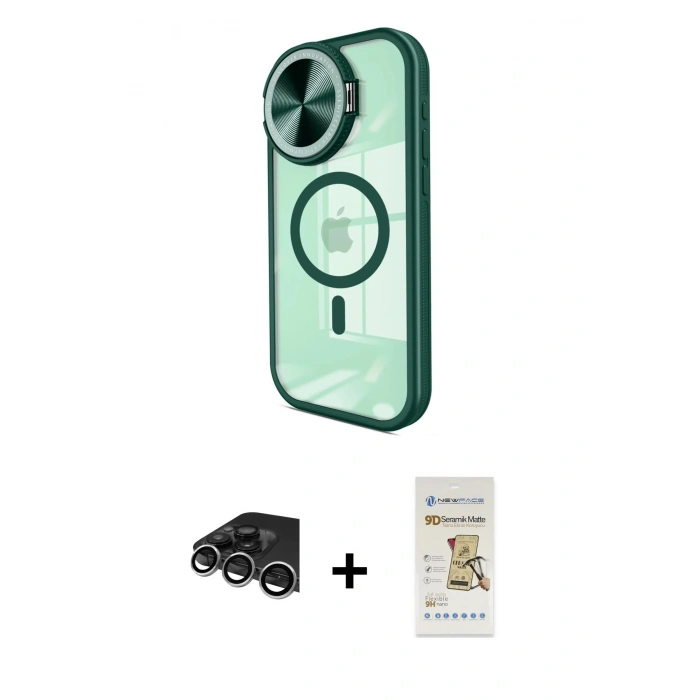 MARSİLYAN™- iPhone 14 Pro Max Kılıf Kıvılcım Modern Koleksiyonu - Siyah Mat Seramik Nano Ekran Koruyucu + Gümüş Raze Metal Kamera Lens