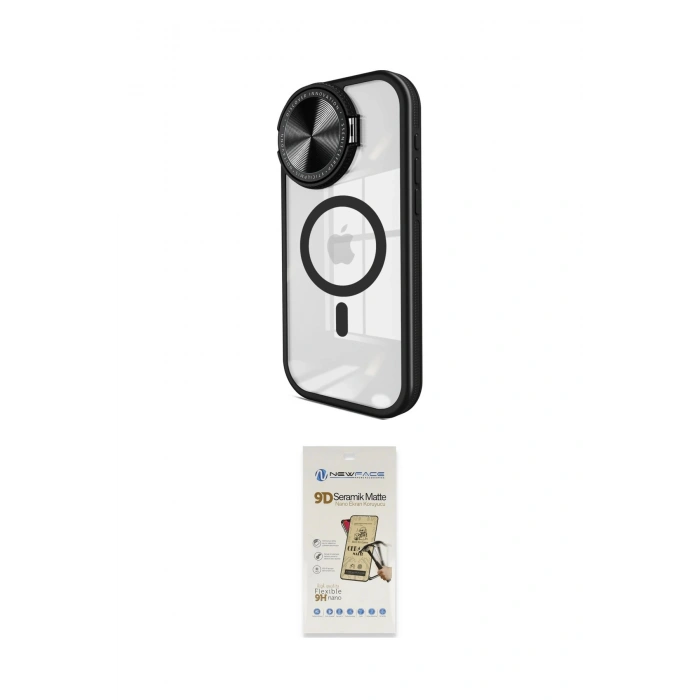 MARSİLYAN™- iPhone 14 Pro Max Kılıf Kıvılcım Modern Koleksiyonu - Siyah Mat Seramik Nano Ekran Koruyucu