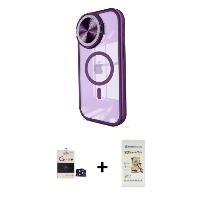 MARSİLYAN™- iPhone 14 Pro Max Kılıf Kıvılcım Modern Koleksiyonu - Siyah Mat Seramik Nano Ekran Koruyucu + Bilvis Titan Kamera Lens - SH
