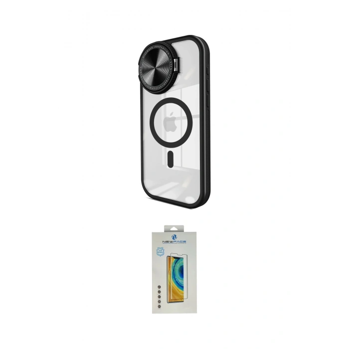 MARSİLYAN™- iPhone 14 Pro Max Kılıf Kıvılcım Modern Koleksiyonu - Siyah Polymer Nano Ekran Koruyucu