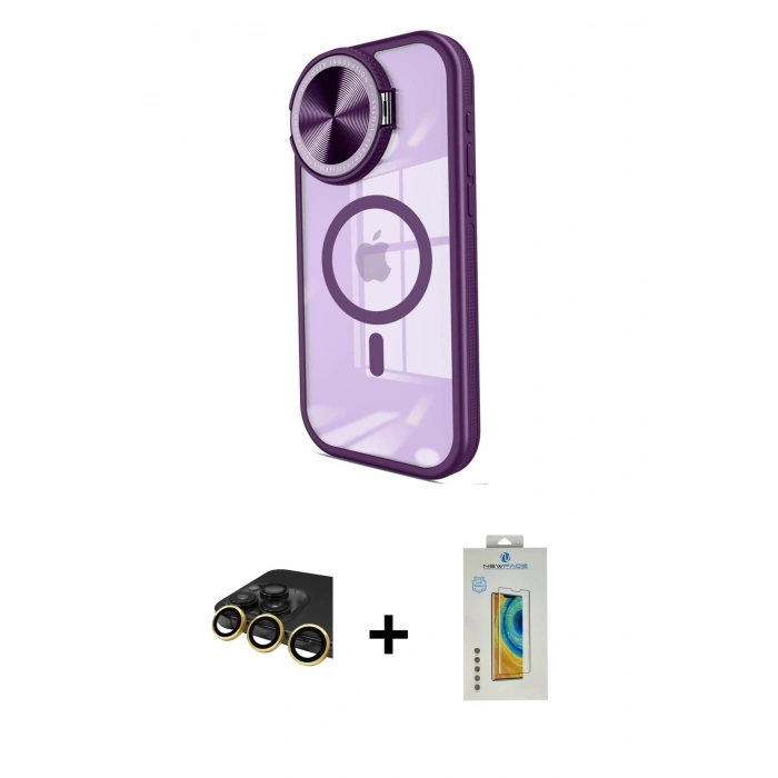 MARSİLYAN™- iPhone 14 Pro Max Kılıf Kıvılcım Modern Koleksiyonu - Siyah Polymer Nano Ekran Koruyucu + Raze Metal Kamera Lens - GD