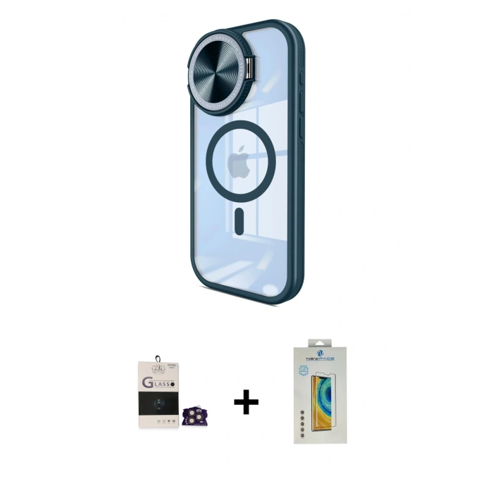 MARSİLYAN™- iPhone 14 Pro Max Kılıf Kıvılcım Modern Koleksiyonu - Siyah Polymer Nano Ekran Koruyucu + Bilvis Titan Kamera Lens - GD