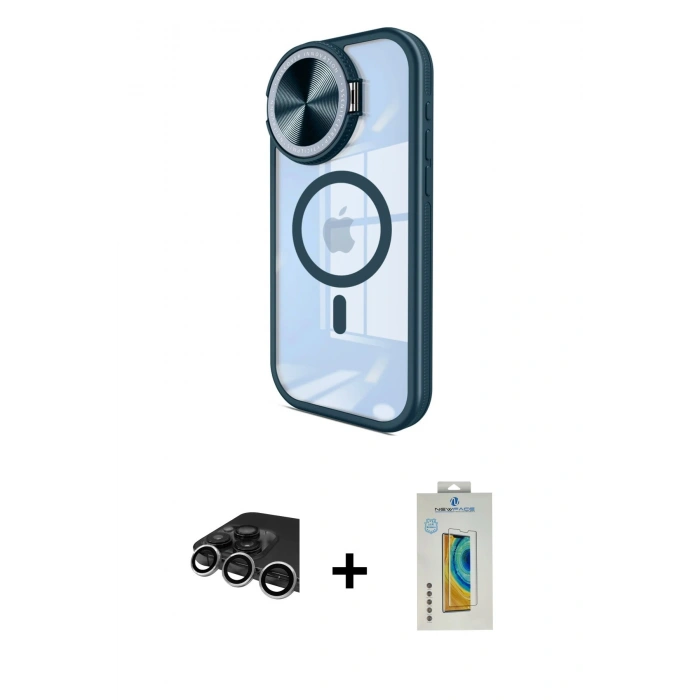 MARSİLYAN™- iPhone 14 Pro Max Kılıf Kıvılcım Modern Koleksiyonu - Siyah Polymer Nano Ekran Koruyucu + Raze Metal Kamera Lens - GS