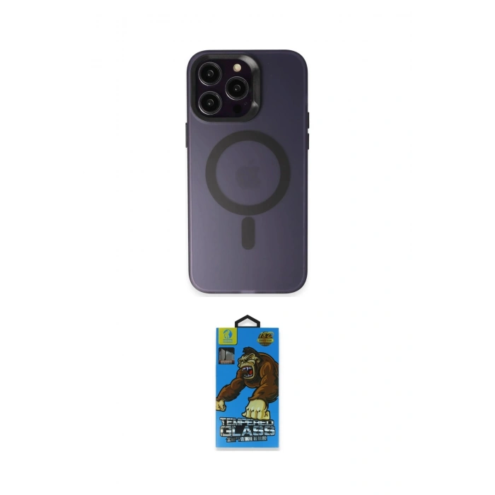 MARSİLYAN™- iPhone 14 Pro Max Kılıf Kozmos Çizgi Prime - Siyah 18D Cam Ekran Koruyucu
