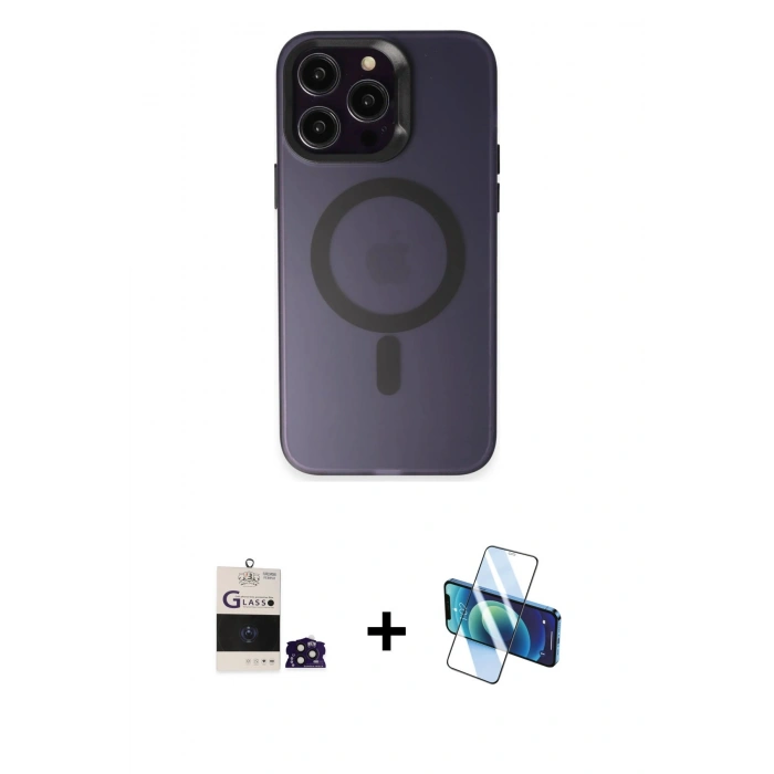MARSİLYAN™- iPhone 14 Pro Max Kılıf Kozmos Çizgi Prime - Siyah 3D Antistatik Cam Ekran Koruyucu + Bilvis Titan Kamera Lens - DNMR
