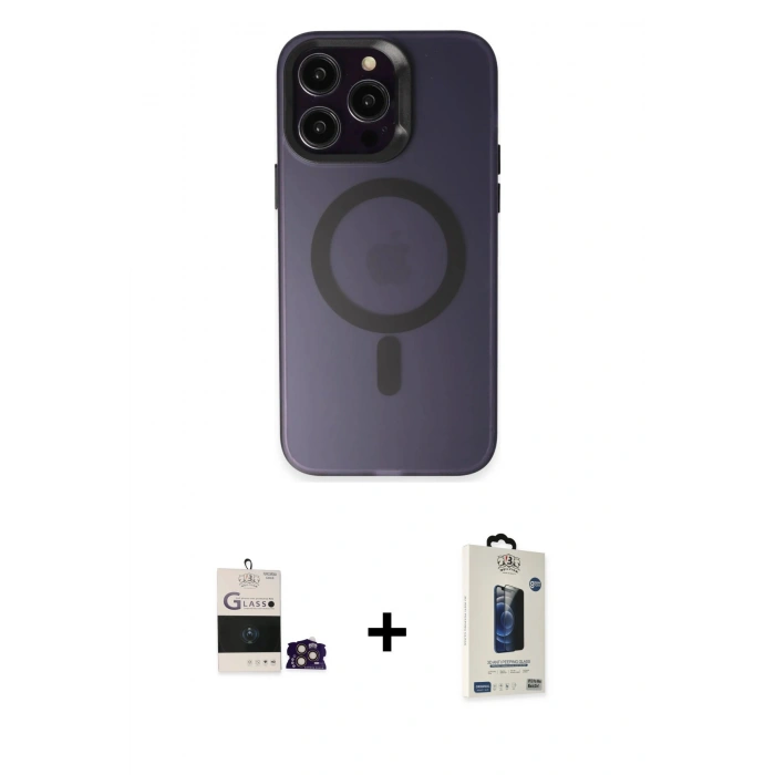 MARSİLYAN™- iPhone 14 Pro Max Kılıf Kozmos Çizgi Prime - Siyah Bilvis Hayalet Cam Ekran Koruyucu + Bilvis Titan Kamera Lens - GD