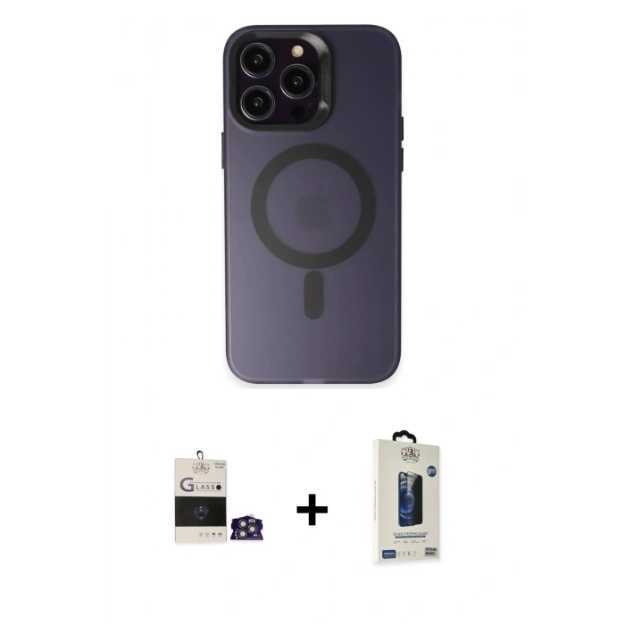 MARSİLYAN™- iPhone 14 Pro Max Kılıf Kozmos Çizgi Prime - Siyah Bilvis Hayalet Cam Ekran Koruyucu + Bilvis Titan Kamera Lens - GS