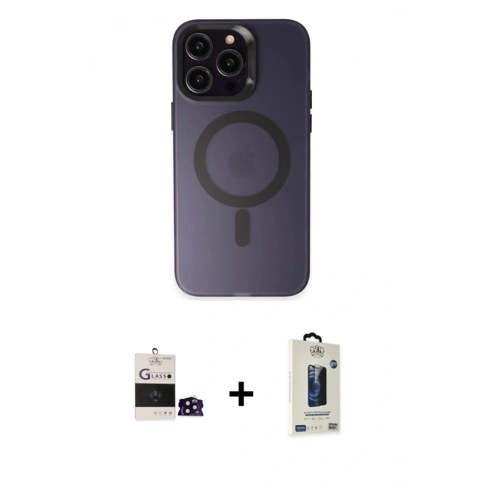MARSİLYAN™- iPhone 14 Pro Max Kılıf Kozmos Çizgi Prime - Siyah Bilvis Hayalet Cam Ekran Koruyucu + Bilvis Titan Kamera Lens - SH