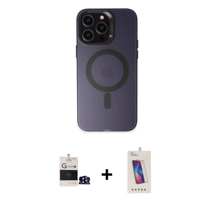 MARSİLYAN™- iPhone 14 Pro Max Kılıf Kozmos Çizgi Prime - Siyah Joko 5D Cam + Bilvis Titan Kamera Lens - SH