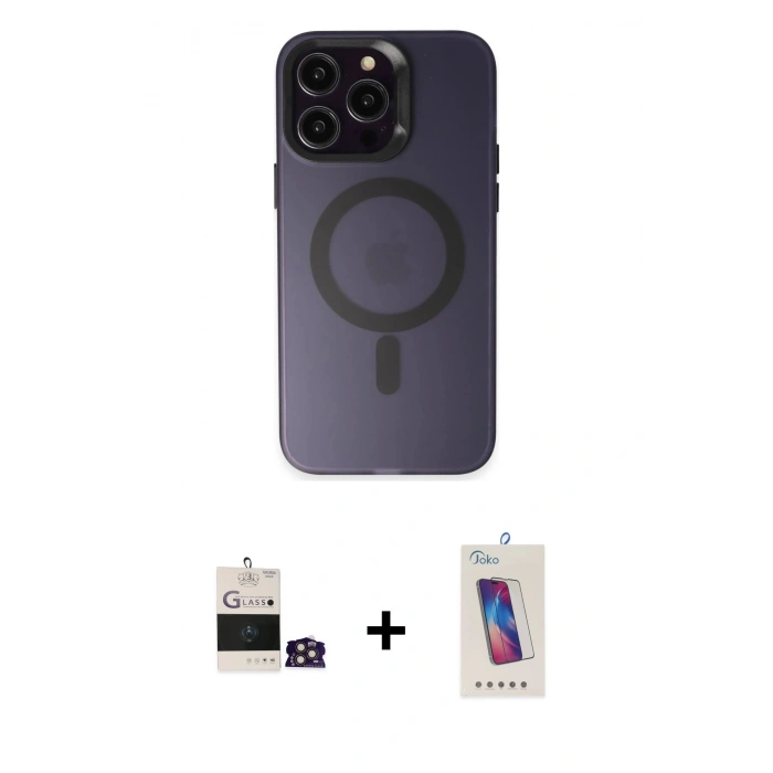 MARSİLYAN™- iPhone 14 Pro Max Kılıf Kozmos Çizgi Prime - Siyah Joko 5D Cam + Bilvis Titan Kamera Lens - GD