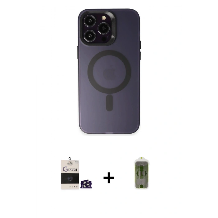 MARSİLYAN™- iPhone 14 Pro Max Kılıf Kozmos Çizgi Prime - Siyah Joko Magic 5D Hayalet Cam + Bilvis Titan Kamera Lens - GS