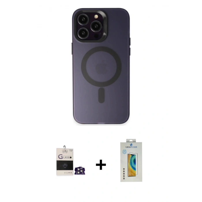 MARSİLYAN™- iPhone 14 Pro Max Kılıf Kozmos Çizgi Prime - Siyah Polymer Nano Ekran Koruyucu + Bilvis Titan Kamera Lens - GS