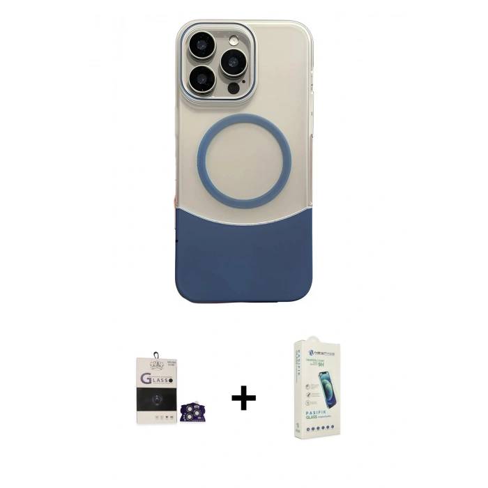 MARSİLYAN™- iPhone 14 Pro Max Kılıf Kozmos Form Özel Seri - Şeffaf Pasifik Cam Ekran Koruyucu + Bilvis Titan Kamera Lens - GS