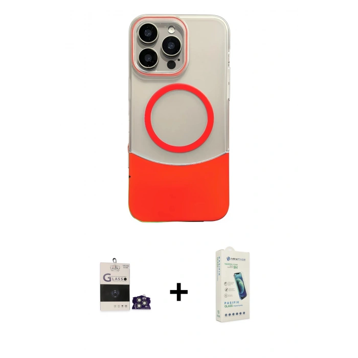 MARSİLYAN™- iPhone 14 Pro Max Kılıf Kozmos Form Özel Seri - Şeffaf Pasifik Cam Ekran Koruyucu + Bilvis Titan Kamera Lens - GS