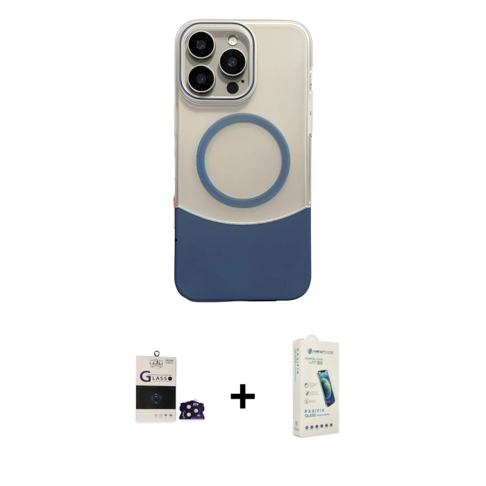 MARSİLYAN™- iPhone 14 Pro Max Kılıf Kozmos Form Özel Seri - Şeffaf Pasifik Cam Ekran Koruyucu + Bilvis Titan Kamera Lens - DNMR