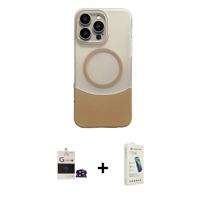 MARSİLYAN™- iPhone 14 Pro Max Kılıf Kozmos Form Özel Seri - Şeffaf Pasifik Cam Ekran Koruyucu + Bilvis Titan Kamera Lens - SH