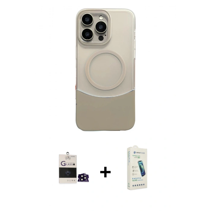MARSİLYAN™- iPhone 14 Pro Max Kılıf Kozmos Form Özel Seri - Şeffaf Pasifik Cam Ekran Koruyucu + Bilvis Titan Kamera Lens - SH