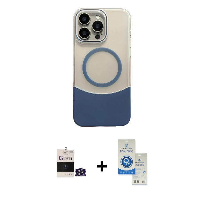 MARSİLYAN™- iPhone 14 Pro Max Kılıf Kozmos Form Özel Seri - Şeffaf Royal Nano Ekran Koruyucu + Bilvis Titan Kamera Lens - DNMR