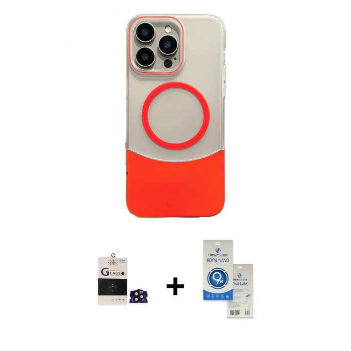 MARSİLYAN™- iPhone 14 Pro Max Kılıf Kozmos Form Özel Seri - Şeffaf Royal Nano Ekran Koruyucu + Bilvis Titan Kamera Lens - DNMR