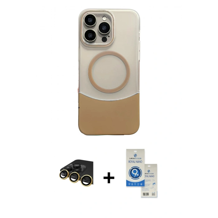 MARSİLYAN™- iPhone 14 Pro Max Kılıf Kozmos Form Özel Seri - Şeffaf Royal Nano Ekran Koruyucu + Raze Metal Kamera Lens - GD