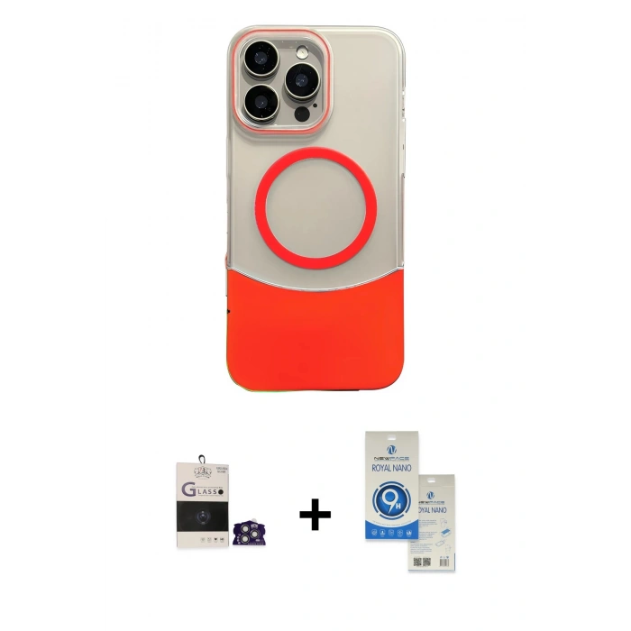 MARSİLYAN™- iPhone 14 Pro Max Kılıf Kozmos Form Özel Seri - Şeffaf Royal Nano Ekran Koruyucu + Bilvis Titan Kamera Lens - GS