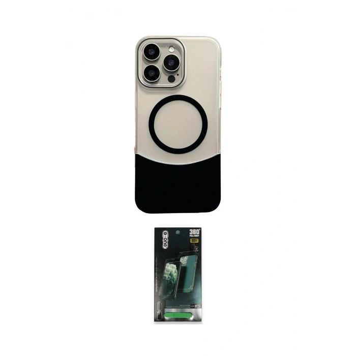 MARSİLYAN™- iPhone 14 Pro Max Kılıf Kozmos Form Özel Seri - Siyah 360 Mat Full Body Arka Koruyucu