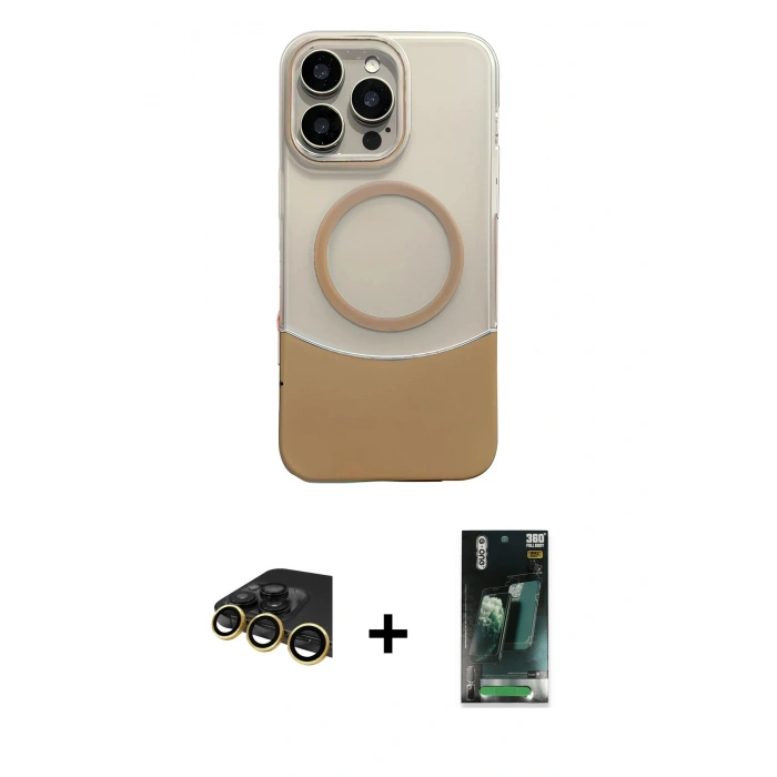 MARSİLYAN™- iPhone 14 Pro Max Kılıf Kozmos Form Özel Seri - Siyah 360 Mat Full Body Arka Koruyucu + Raze Metal Kamera Lens - GD