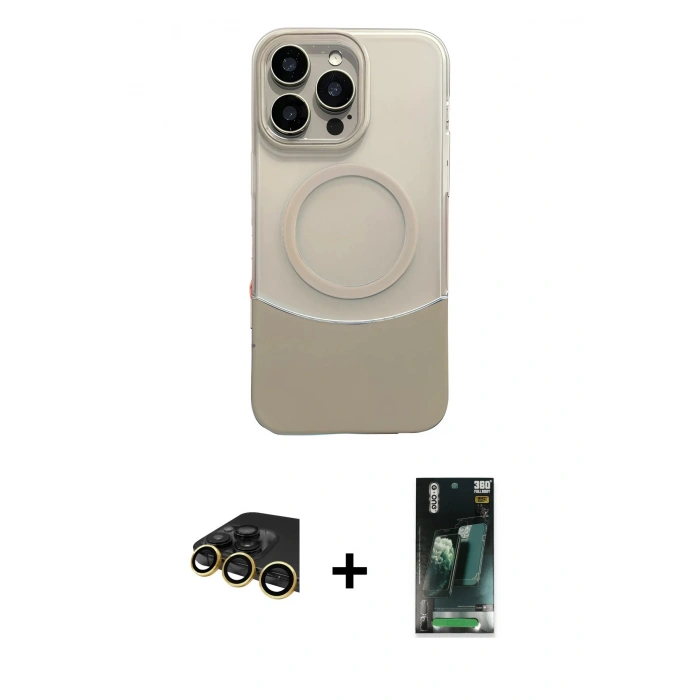MARSİLYAN™- iPhone 14 Pro Max Kılıf Kozmos Form Özel Seri - Siyah 360 Mat Full Body Arka Koruyucu + Raze Metal Kamera Lens - GD