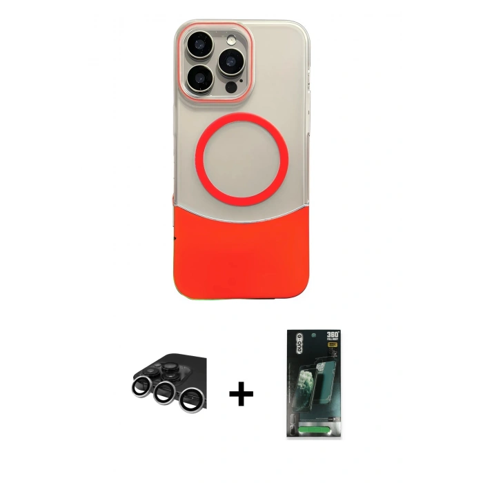 MARSİLYAN™- iPhone 14 Pro Max Kılıf Kozmos Form Özel Seri - Siyah 360 Mat Full Body Arka Koruyucu + Raze Metal Kamera Lens - GS
