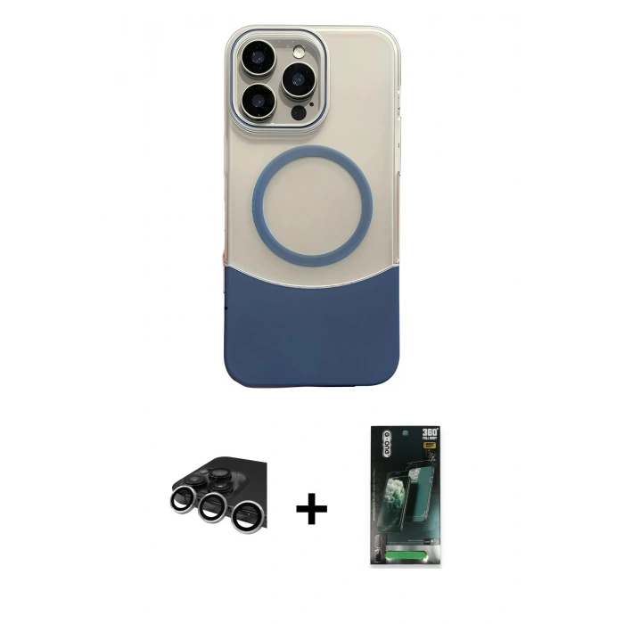 MARSİLYAN™- iPhone 14 Pro Max Kılıf Kozmos Form Özel Seri - Siyah 360 Mat Full Body Arka Koruyucu + Raze Metal Kamera Lens - GS