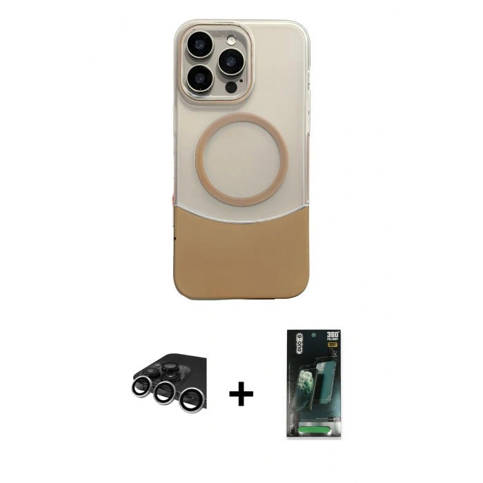 MARSİLYAN™- iPhone 14 Pro Max Kılıf Kozmos Form Özel Seri - Siyah 360 Mat Full Body Arka Koruyucu + Raze Metal Kamera Lens - GS