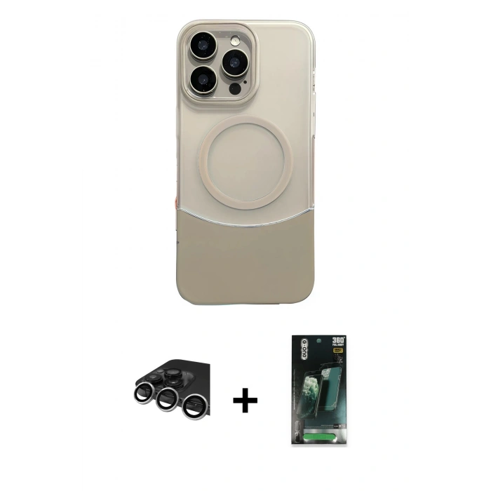 MARSİLYAN™- iPhone 14 Pro Max Kılıf Kozmos Form Özel Seri - Siyah 360 Mat Full Body Arka Koruyucu + Raze Metal Kamera Lens - GS