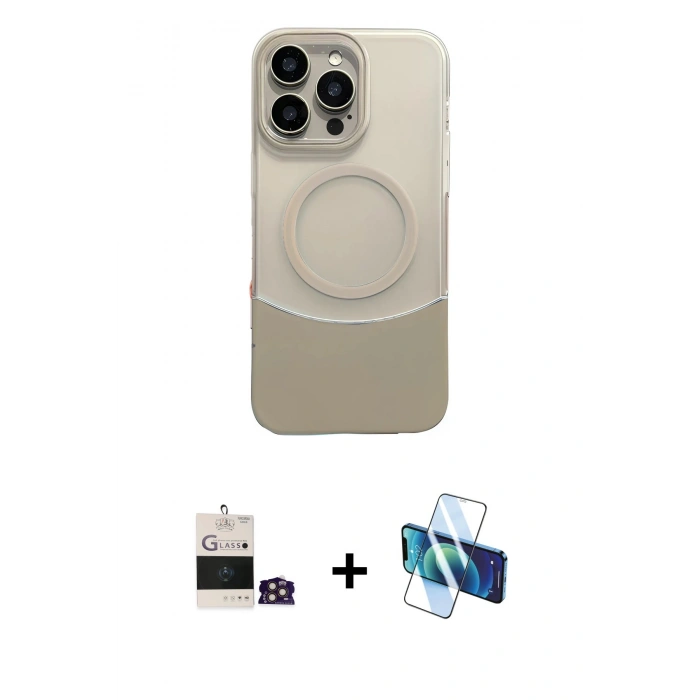 MARSİLYAN™- iPhone 14 Pro Max Kılıf Kozmos Form Özel Seri - Siyah 3D Antistatik Cam Ekran Koruyucu + Gold Bilvis Titan Kamera Lens