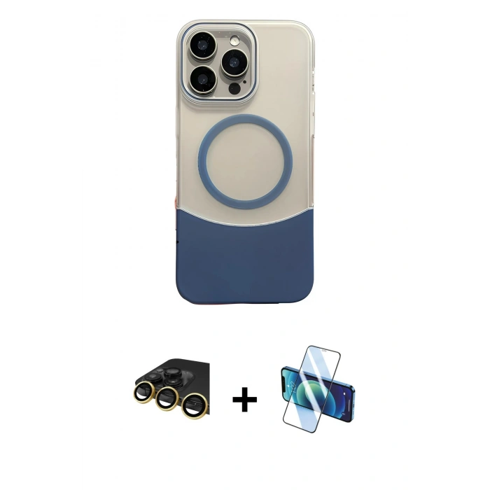 MARSİLYAN™- iPhone 14 Pro Max Kılıf Kozmos Form Özel Seri - Siyah 3D Antistatik Cam Ekran Koruyucu + Raze Metal Kamera Lens - GD