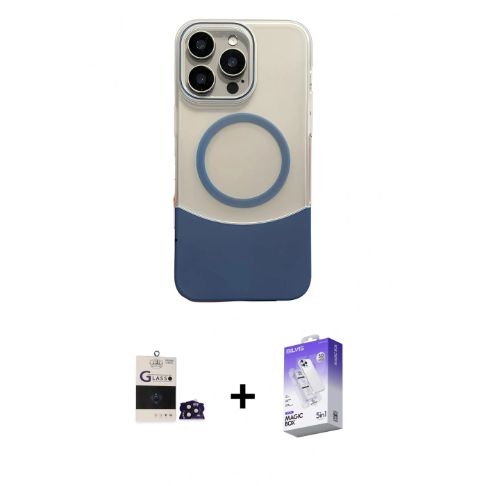 MARSİLYAN™- iPhone 14 Pro Max Kılıf Kozmos Form Özel Seri - Siyah Bilvis 5in1 3D Magic Cam Ekran Koruyucu + Bilvis Titan Kamera Lens - DNMR