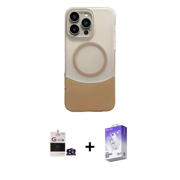 MARSİLYAN™- iPhone 14 Pro Max Kılıf Kozmos Form Özel Seri - Siyah Bilvis 5in1 3D Magic Cam Ekran Koruyucu + Bilvis Titan Kamera Lens - DNMR