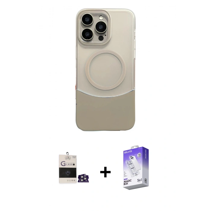MARSİLYAN™- iPhone 14 Pro Max Kılıf Kozmos Form Özel Seri - Siyah Bilvis 5in1 3D Magic Cam Ekran Koruyucu + Bilvis Titan Kamera Lens - GS