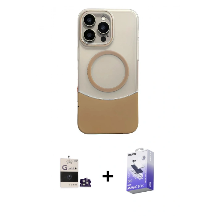 MARSİLYAN™- iPhone 14 Pro Max Kılıf Kozmos Form Özel Seri - Siyah Bilvis 5in1 5D Magic Hayalet Cam Ekran Koruyucu + Bilvis Titan Kamera Lens - GS