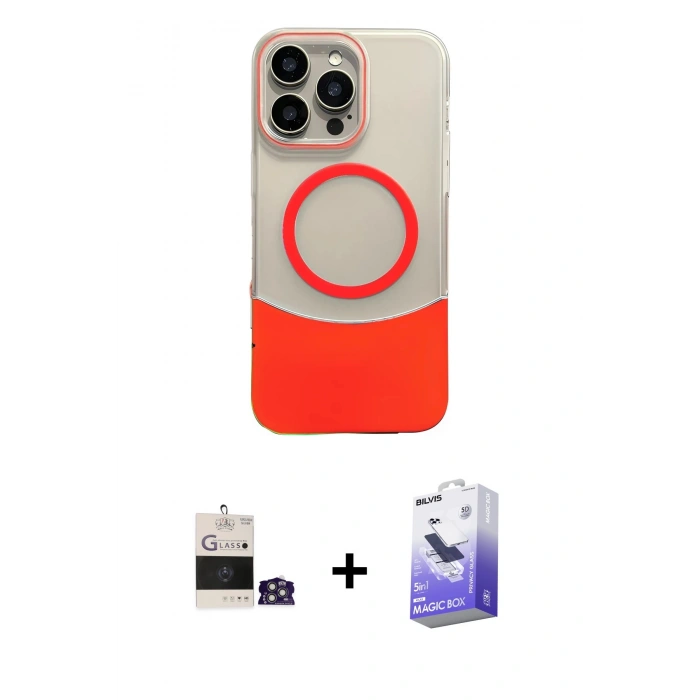 MARSİLYAN™- iPhone 14 Pro Max Kılıf Kozmos Form Özel Seri - Siyah Bilvis 5in1 5D Magic Hayalet Cam Ekran Koruyucu + Bilvis Titan Kamera Lens - GS