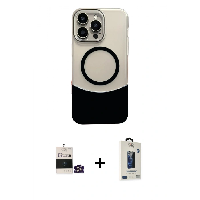 MARSİLYAN™- iPhone 14 Pro Max Kılıf Kozmos Form Özel Seri - Siyah Bilvis Hayalet Cam Ekran Koruyucu + Bilvis Titan Kamera Lens - GD